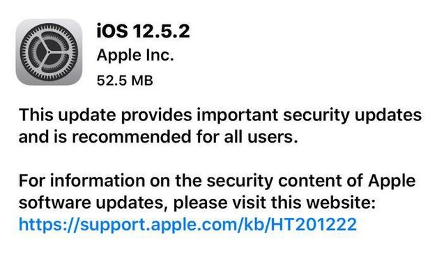 德安苹果手机维修分享iOS12.5.2发布，建议所有老苹果用户安装 